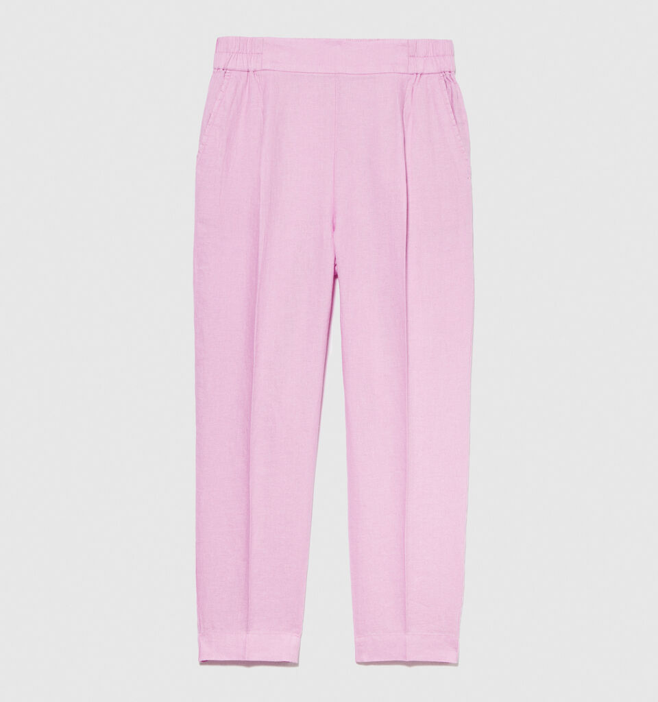 100% linen joggers - women's joggers - Soft Pink | Sisley image number 6